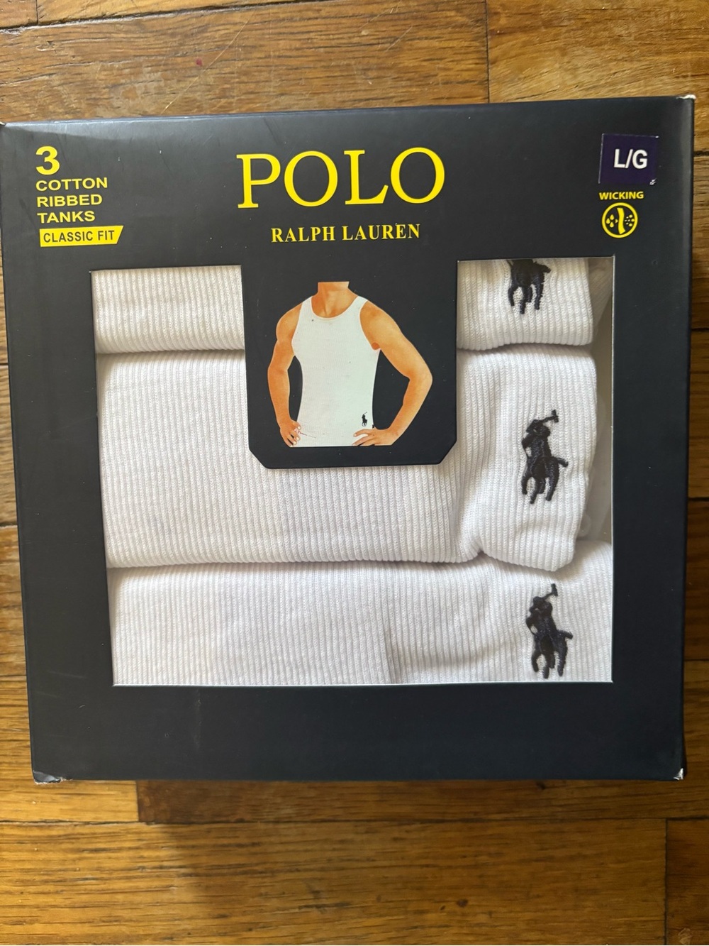 NWT Polo by Ralph Lauren White Ribbed Cotton Tank 3-Pack with Black Pony Logo